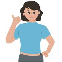 retrato uma menina mostrando polegares acima gesto ilustração vetor