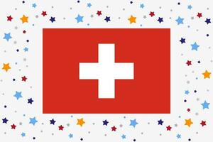 Suíça bandeira independência dia celebração com estrelas vetor