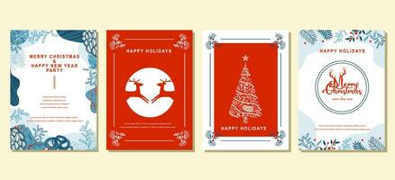 elegante alegre Natal e feliz Novo ano conjunto do cumprimento cartões, cartazes, feriado cobre vetor