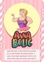 modelo de cartão de jogo de personagem com a palavra anna bolic vetor