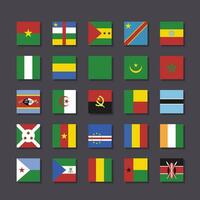 África bandeira ícone conjunto quadrado forma plano Projeto vetor ilustração