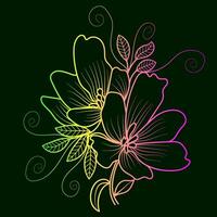 arco Iris cor linha arte floral vetor ilustração, colorida vintage decorativo vetor modelo, arco Iris cor flor enfeites.