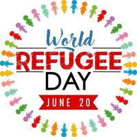 banner do dia mundial do refugiado com sinal de cores diferentes vetor
