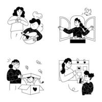 pacote do mãe amor mão desenhado ilustrações vetor