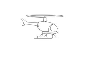 um desenho de linha única de ilustração vetorial de helicóptero voador. conceito de veículo de transporte aéreo. gráfico de desenho moderno de linha contínua vetor