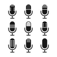 microfone vetor ícone definir. podcast ícone vetor. voz vetor ícone registro. microfone gravação estúdio símbolo. retro microfone ícone