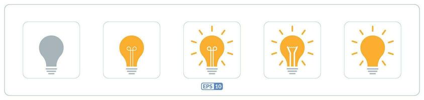 ideia, lâmpada cor plano ícone conjunto vetor
