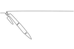 desenho único de uma linha de esferográfica clássica. ícone de caneta. de volta à escola minimalista, conceito de educação. linha simples contínua desenhar estilo design gráfico ilustração vetorial vetor