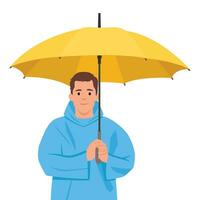 homem em pé com guarda-chuva vetor