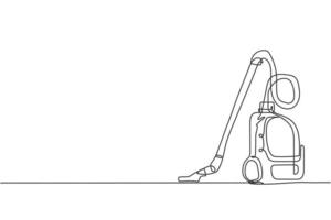 um único desenho de linha de eletrodoméstico de aspirador de pó elétrico. conceito de ferramentas domésticas de robô de limpeza sem fio de eletricidade. linha contínua dinâmica desenhar design gráfico ilustração vetorial vetor