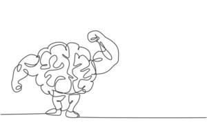 um desenho de linha contínua de forte cérebro muscular humano mostra o ícone do logotipo do músculo. saúde inteligente para conceito de modelo de símbolo de logotipo de centro de fitness. ilustração em vetor desenho desenho de linha única na moda