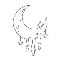 lua mão desenhado em branco fundo. fofa abstrato mão desenhado lua com estrelas. vetor