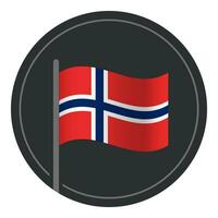 abstrato Noruega bandeira plano ícone dentro círculo isolado em branco fundo vetor
