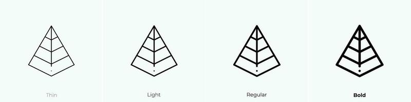 pirâmide gráfico ícone. afinar, luz, regular e negrito estilo Projeto isolado em branco fundo vetor