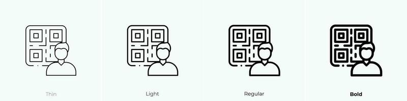 qr código ícone. afinar, luz, regular e negrito estilo Projeto isolado em branco fundo vetor