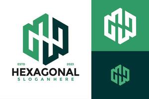 carta nh hexágono logotipo Projeto vetor símbolo ícone ilustração