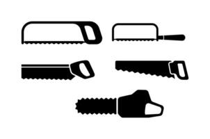 ferramenta Serra ícone conjunto com serrote, serra traseira, lidar serra, serra, motosserra grampo arte logotipo vetor