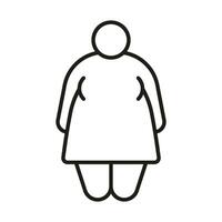 obeso corpo do mulher, gordo linha ícone. gordo figura e grande Tamanho garota. risco diabetes. vetor esboço ilustração