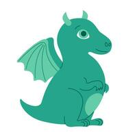 Dragão, zodíaco sinal, dinossauro desenho animado plano estilo. Dragão com asas. vetor isolado ilustração