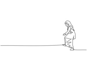 contínuo um desenho de linha de jovem empreendedor árabe caminhando vá para o escritório. conceito minimalista de gerente de negócios de sucesso. ilustração do gráfico vetorial moderna de desenho de linha única vetor