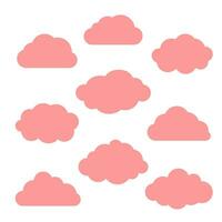 vetor conjunto do nove diferente Rosa nuvens em branco fundo eps. céu nuvens vetor silhueta. nuvem ícone definir.