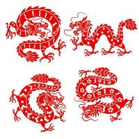 conjunto do tradicional estilo do chinês oriental Dragão vetor