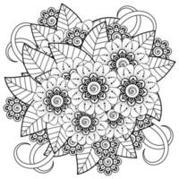 mehndi flor ornamento decorativo em estilo oriental étnico, ornamento de doodle, desenho de mão de contorno. vetor