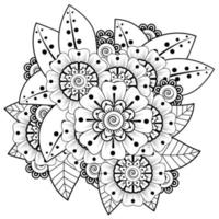 mehndi flor ornamento decorativo em estilo oriental étnico, ornamento de doodle, desenho de mão de contorno. vetor