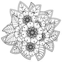 mehndi flor ornamento decorativo em estilo oriental étnico, ornamento de doodle, desenho de mão de contorno. vetor