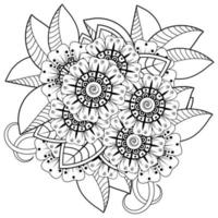 mehndi flor ornamento decorativo em estilo oriental étnico, ornamento de doodle, desenho de mão de contorno. vetor