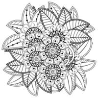 mehndi flor ornamento decorativo em estilo oriental étnico, ornamento de doodle, desenho de mão de contorno. vetor