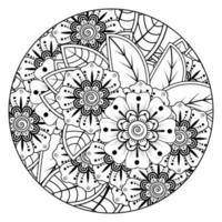 mehndi flor ornamento decorativo em estilo oriental étnico, ornamento de doodle, desenho de mão de contorno. página do livro para colorir. vetor