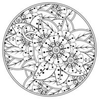 mehndi flor ornamento decorativo em estilo oriental étnico, ornamento de doodle, desenho de mão de contorno. página do livro para colorir. vetor