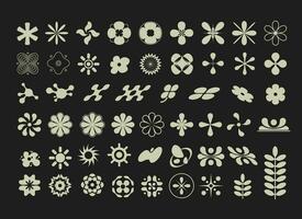 orgânico floral retro futurista gráfico Projeto vetor logotipo conjunto