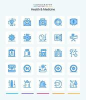 criativo saúde remédio 25 azul ícone pacote tal Como forma. doença. correspondência. fitness. doença vetor