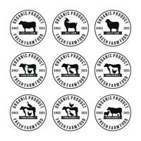 Fazenda animais logotipo conjunto vetor ilustração. gado logotipo conjunto