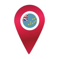 destino PIN ícone com tuvalu flag.location vermelho mapa marcador vetor