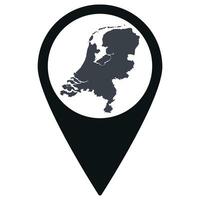 Preto ponteiro ou PIN localização com Países Baixos mapa dentro. mapa do Países Baixos vetor