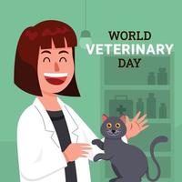 veterinário aplaudindo ver gato curado vetor