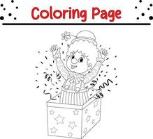 palhaço pulando Fora caixa coloração página vetor
