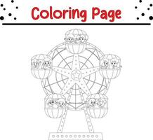 crianças ferris roda coloração página vetor