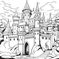 castelo coloração página vetor