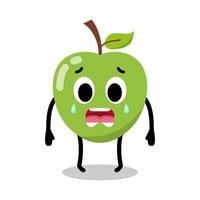 personagem maçã verde está chorando ilustração vetor