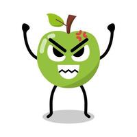 personagem maçã verde é ilustração zangada vetor
