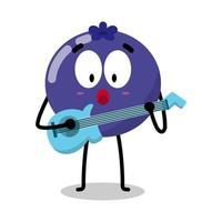 personagem de mirtilo fofinho tocando ilustração de guitarra vetor