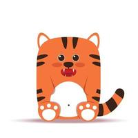 gatinho tigre laranja bonito em um estilo simples. o animal se senta. o símbolo do ano novo chinês 2022. para banner, berçário, decoração. ilustração desenhada à mão do vetor. vetor