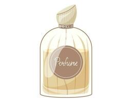 vidro elegante garrafa do perfumado perfume. vetor isolado desenho animado amarelo eau de parfum.