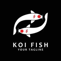 design de logotipo de peixe koi, vetor de peixe ornamental chinês de sorte e triunfo, ícone de peixe dourado da marca da empresa