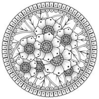 padrão circular em forma de mandala com flor para henna, mehndi, tatuagem, decoração. vetor