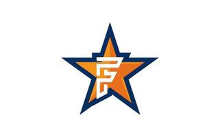 logotipo inicial f com laranja Estrela vetor